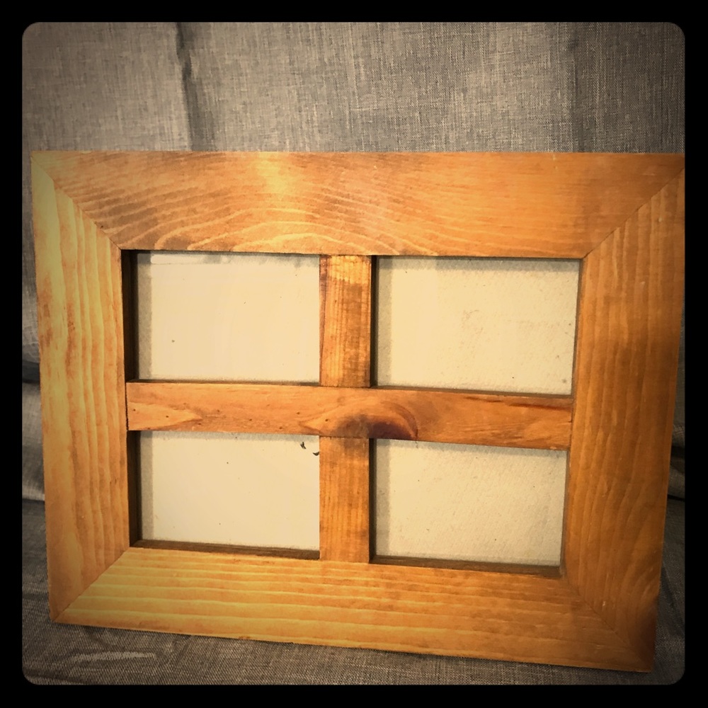 Rustic/Primitive frame- holds 4 2x3, solid wood